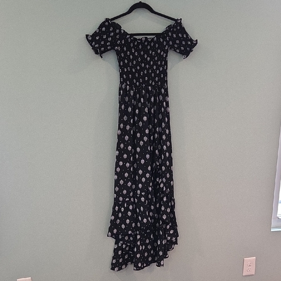 Blue Rain Black With White  Ruffled Tiered High Low Dress Junior Size Medium - Picture 1 of 13
